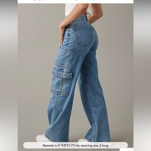 NWT AE Curvy Super High-Waisted Baggy Wide-Leg Cargo Jean